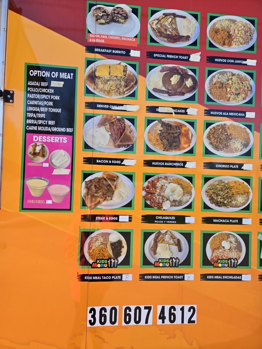 La Michoacana Mexican Food menu board