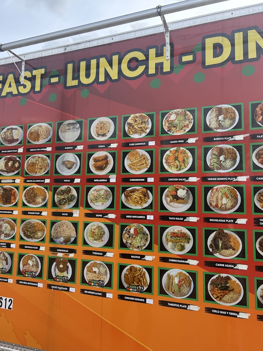 La Michoacana Mexican Food menu board