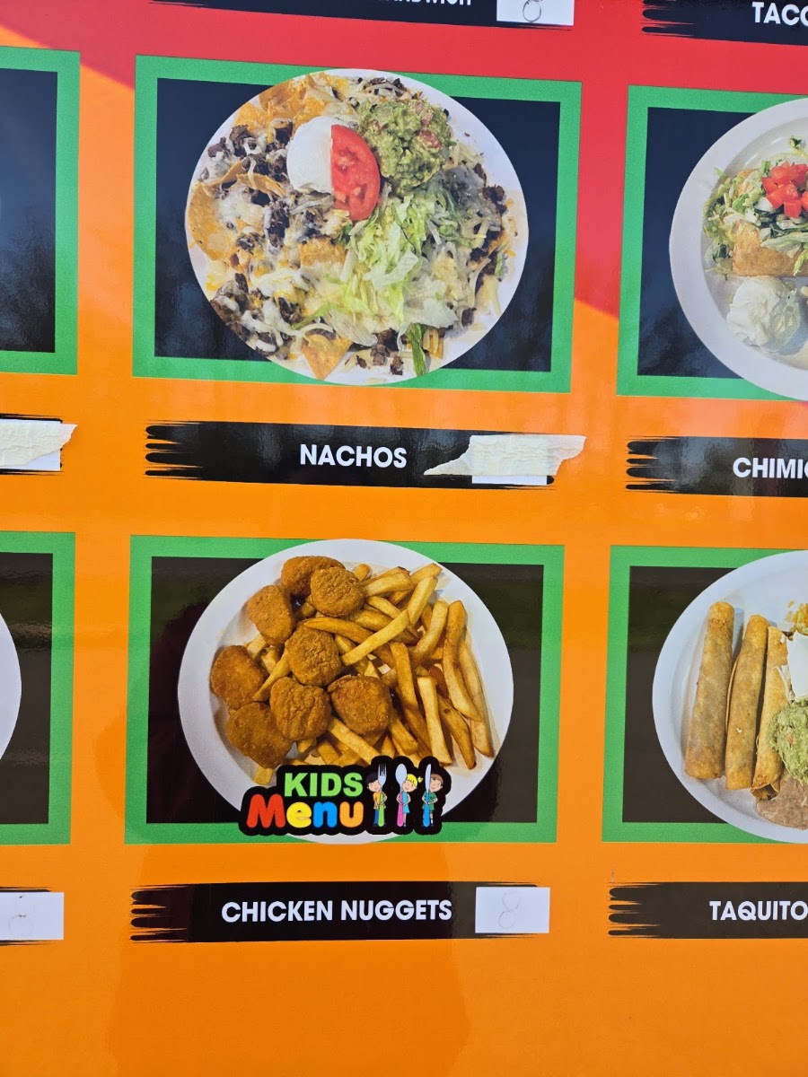 La Michoacana Mexican Food menu board