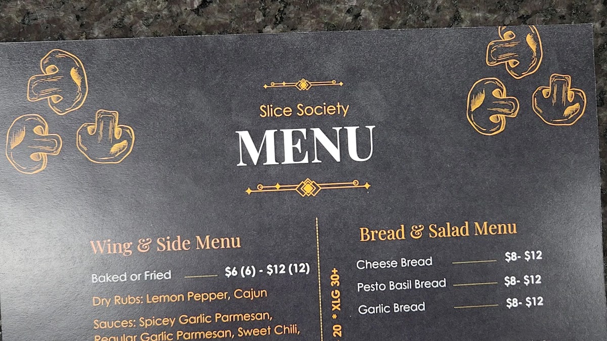 Slice Society menu board