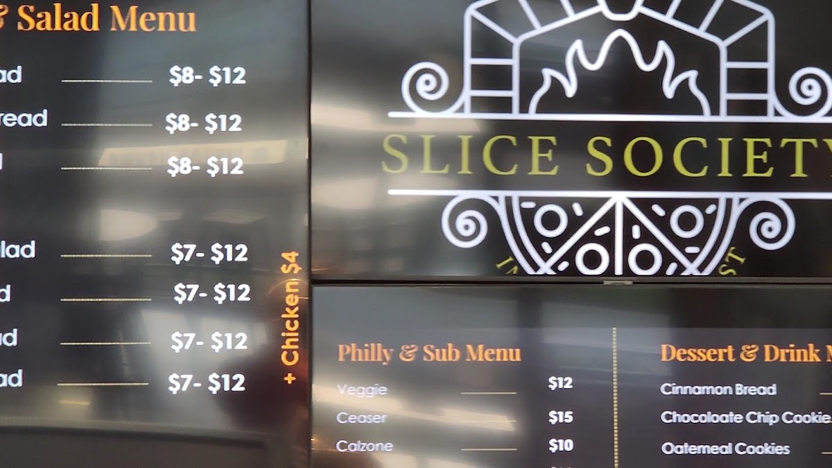 Slice Society menu board