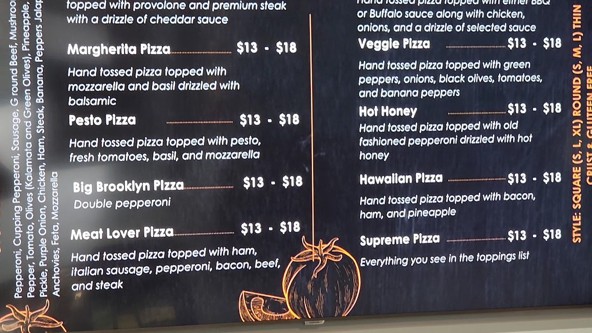 Slice Society menu board