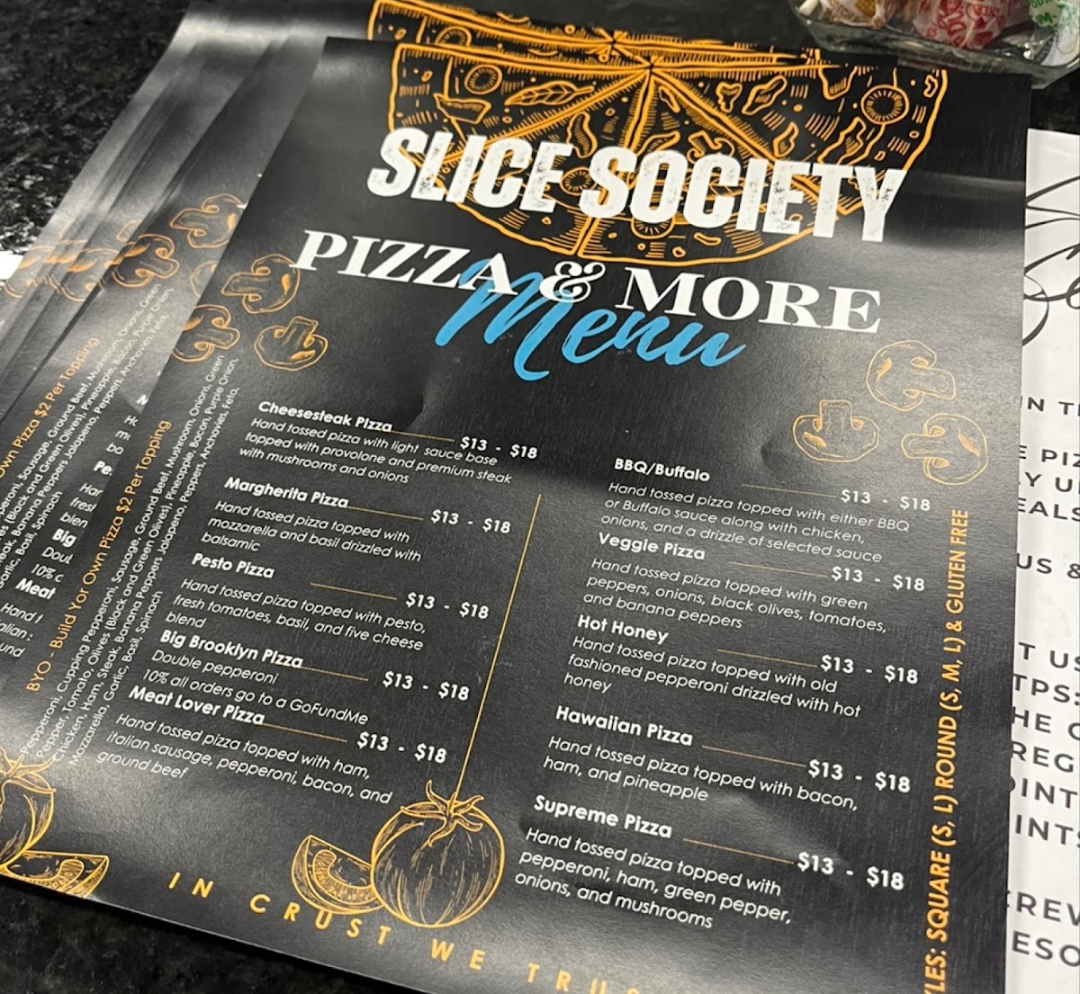 Slice Society menu board