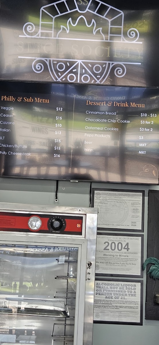 Slice Society menu board