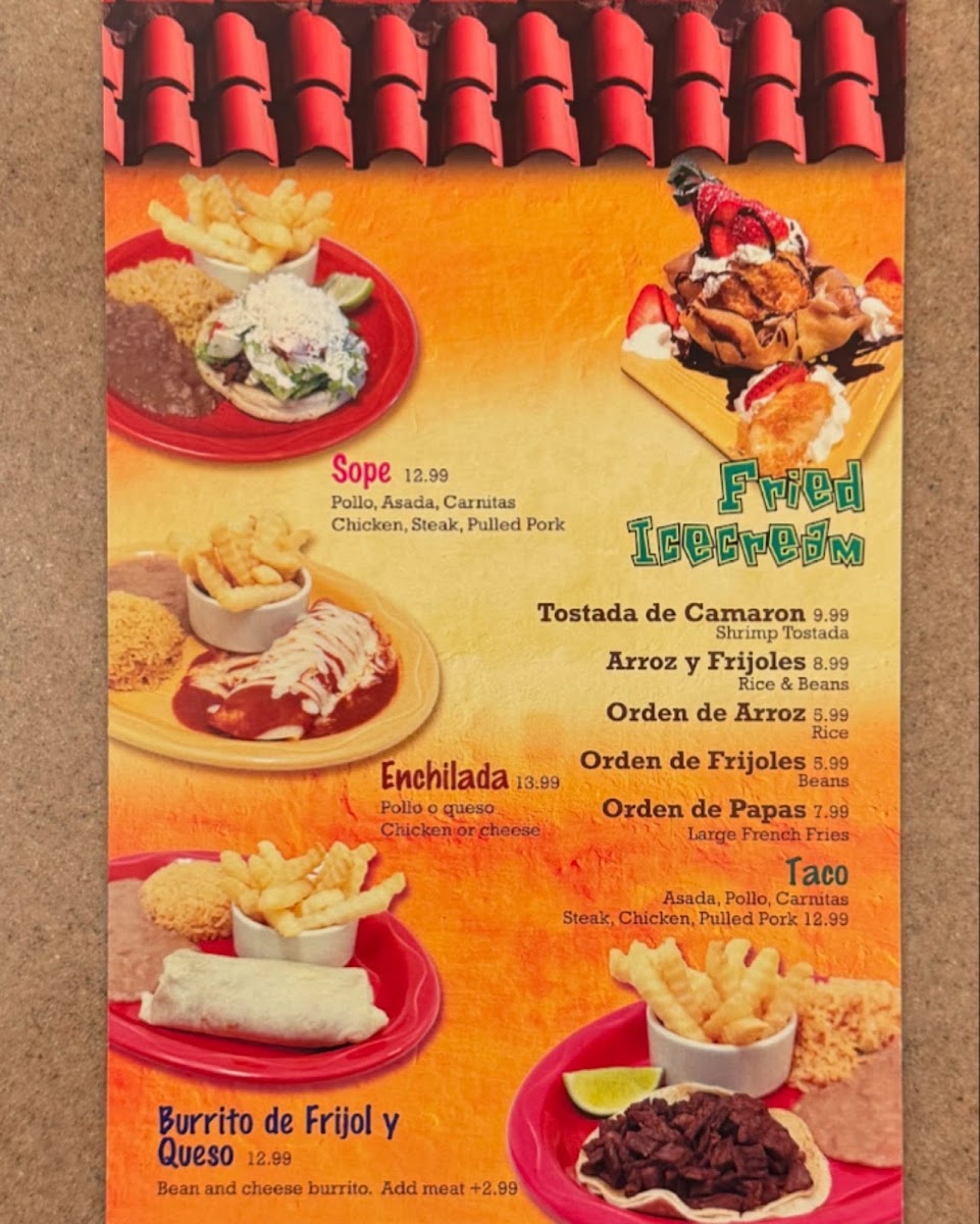 El Michoacano Mexican Kitchen menu board