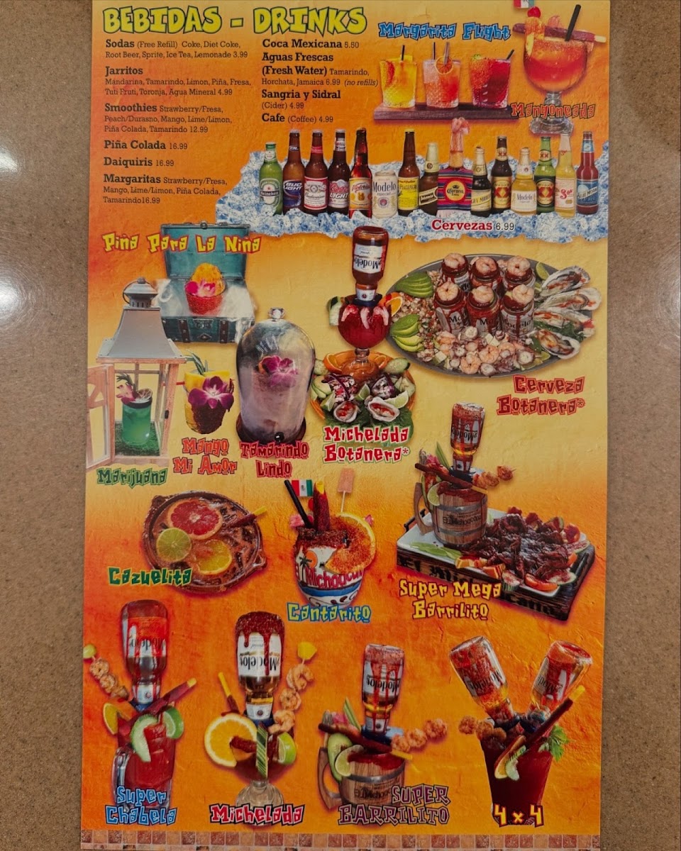 El Michoacano Mexican Kitchen menu board