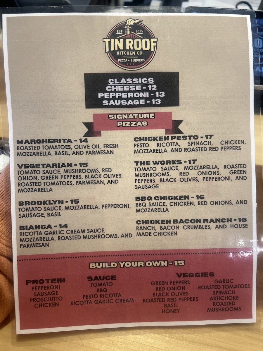 Semolina Pizzaria menu board