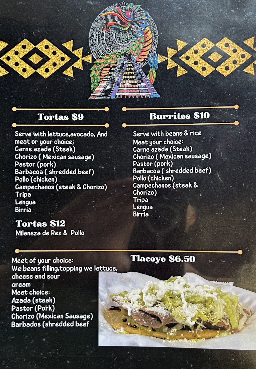 Taqueria Fuentes menu board