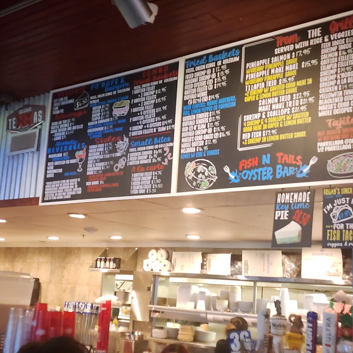 Fish N’ Tails Oyster Bar menu board
