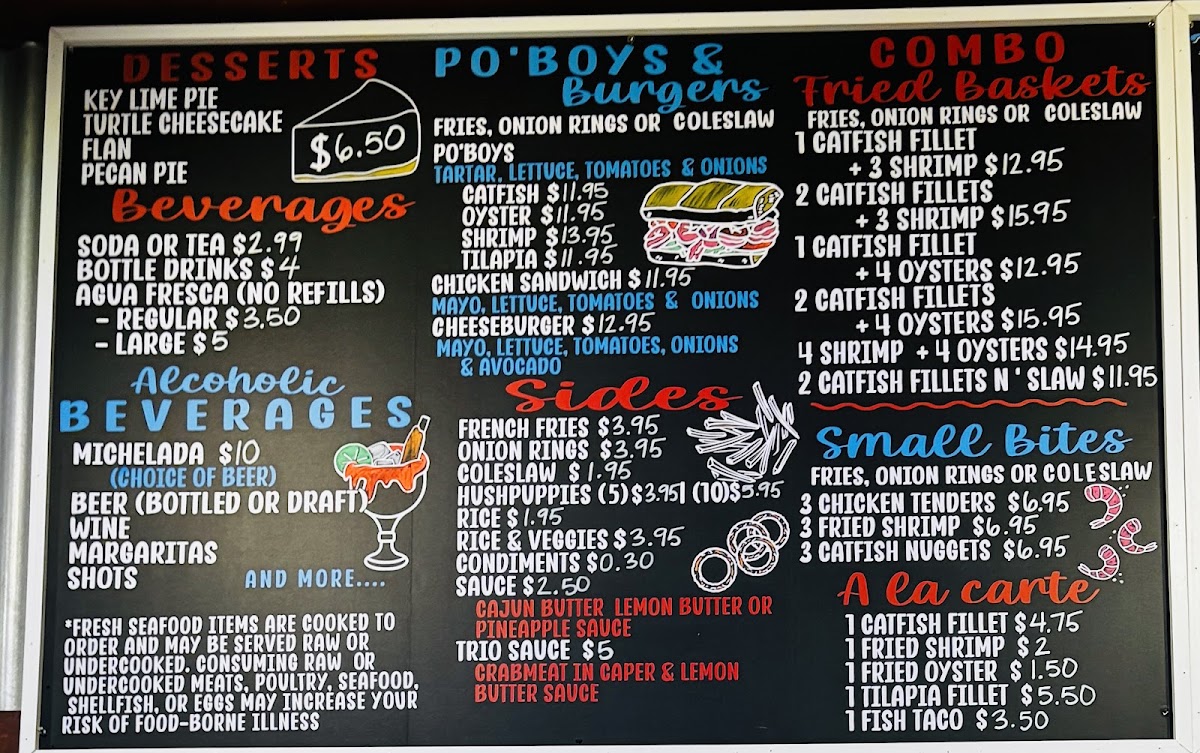 Fish N’ Tails Oyster Bar menu board