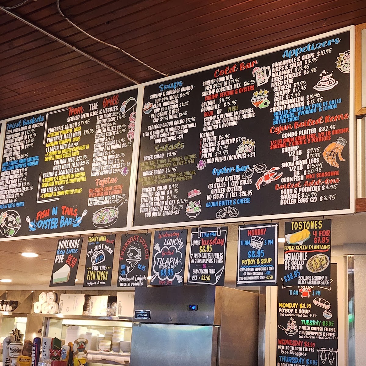 Fish N’ Tails Oyster Bar menu board