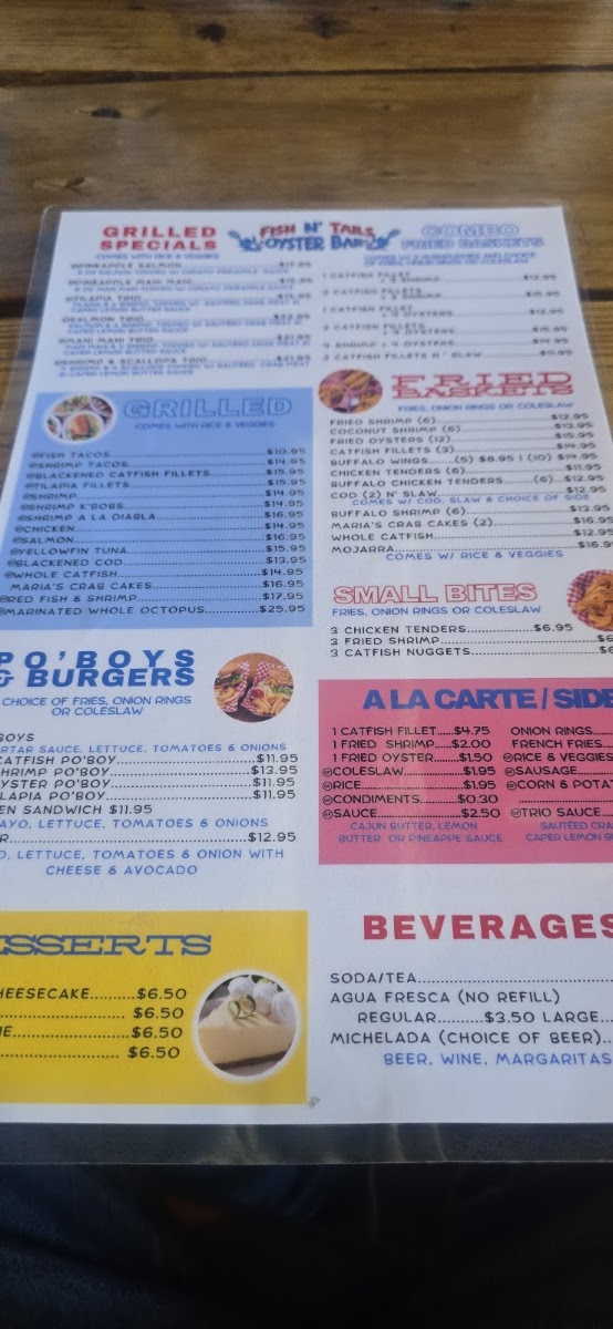Fish N’ Tails Oyster Bar menu board