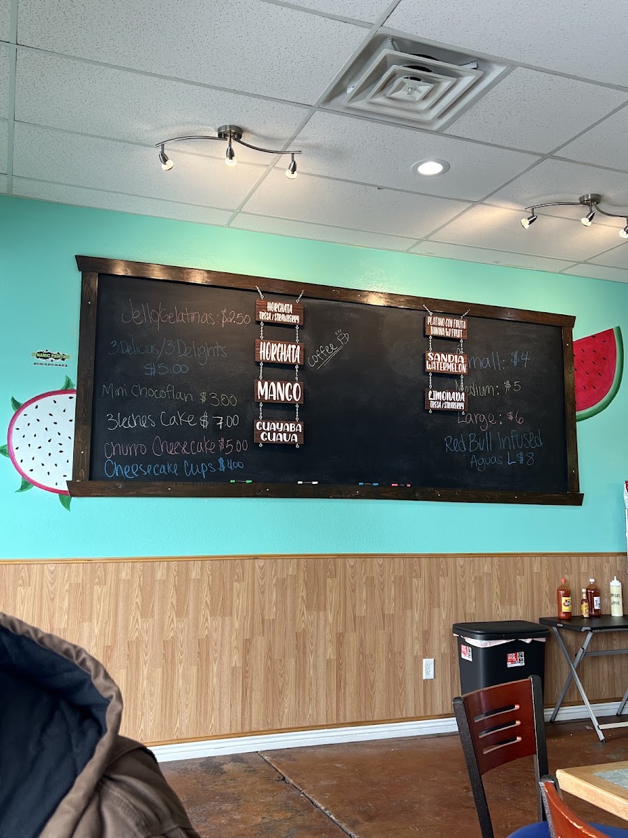 Aguas María LLC menu board