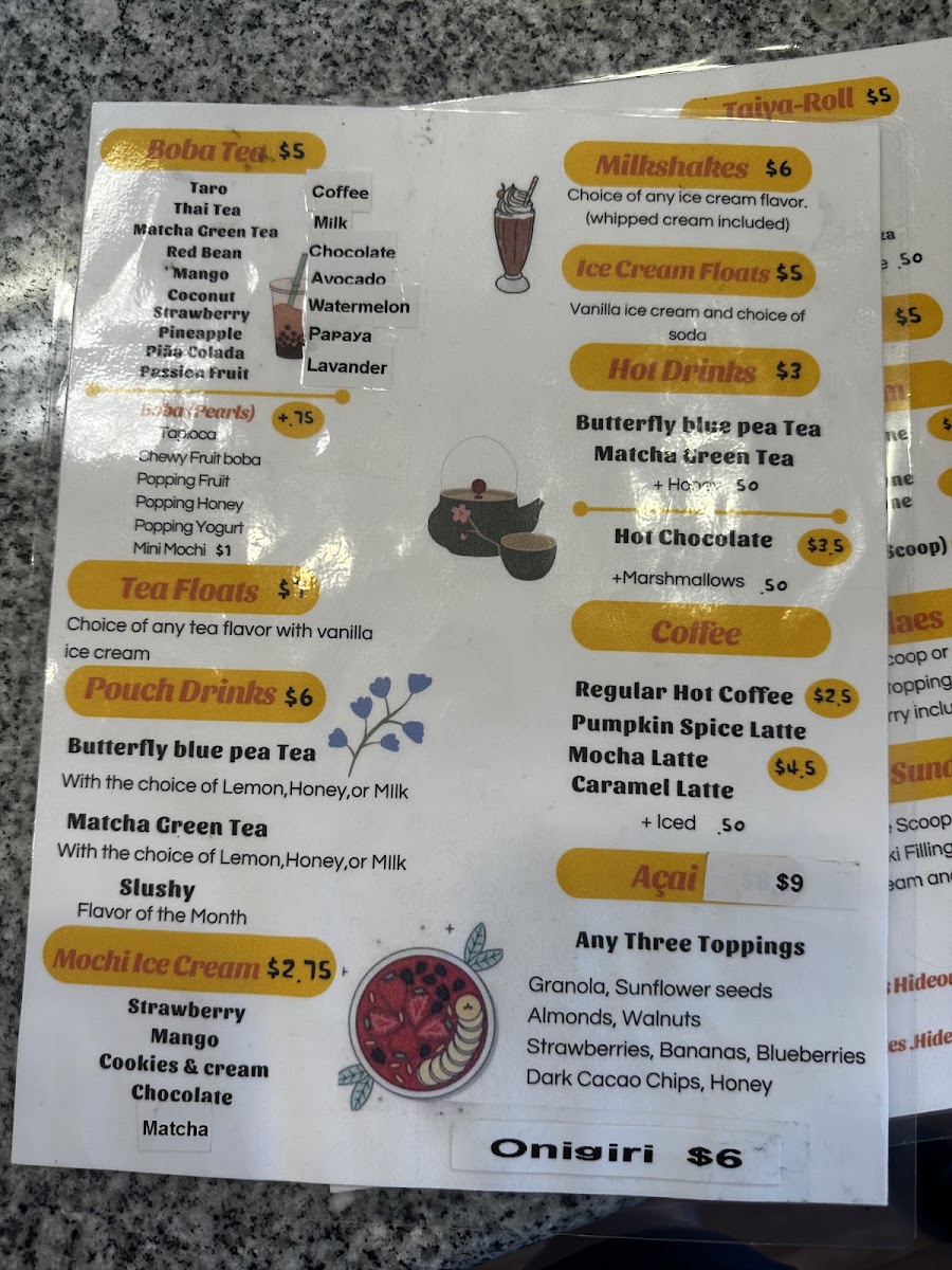 Oishii menu board