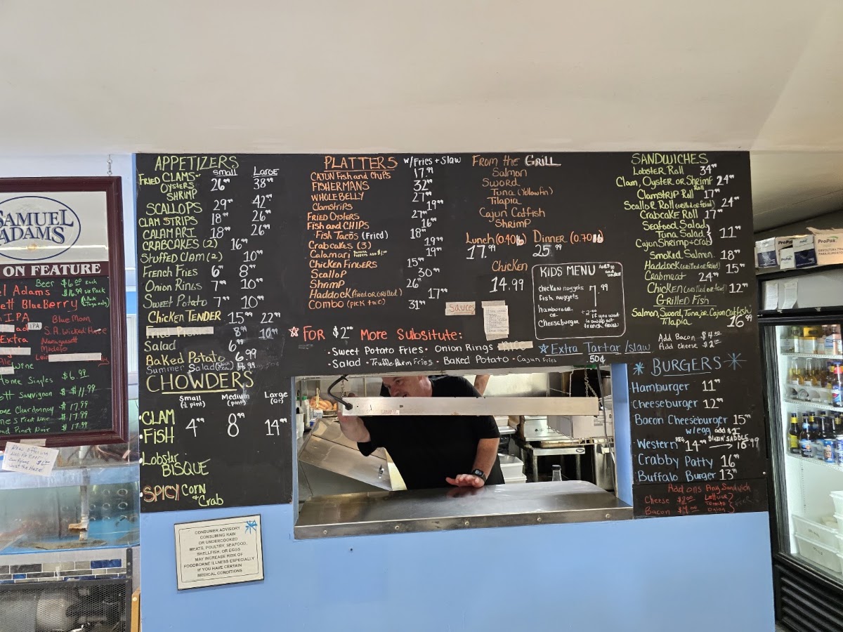Acton Seafood and Burger Company menu board