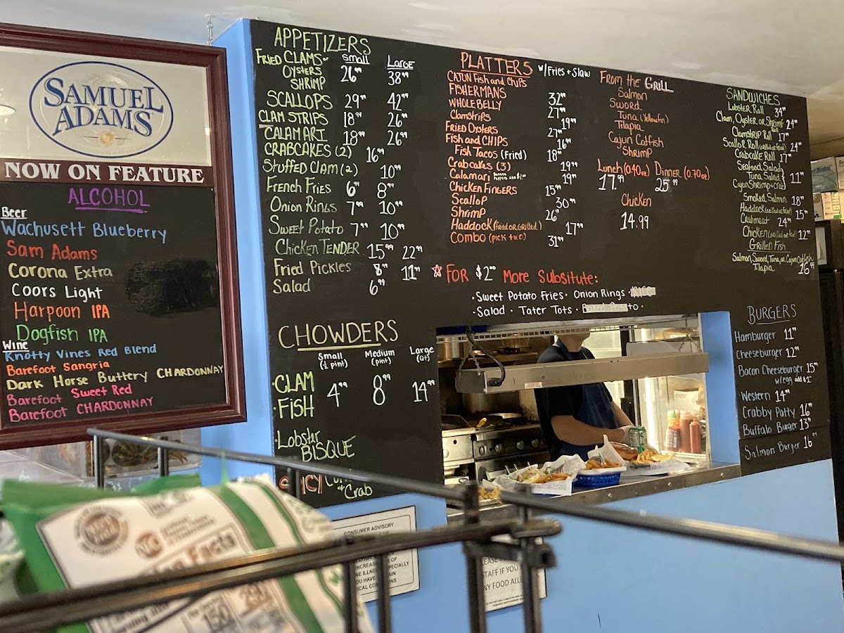 Acton Seafood and Burger Company menu board