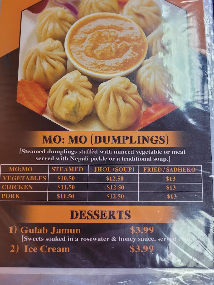Nepali Restaurant INC [Omaha] menu board
