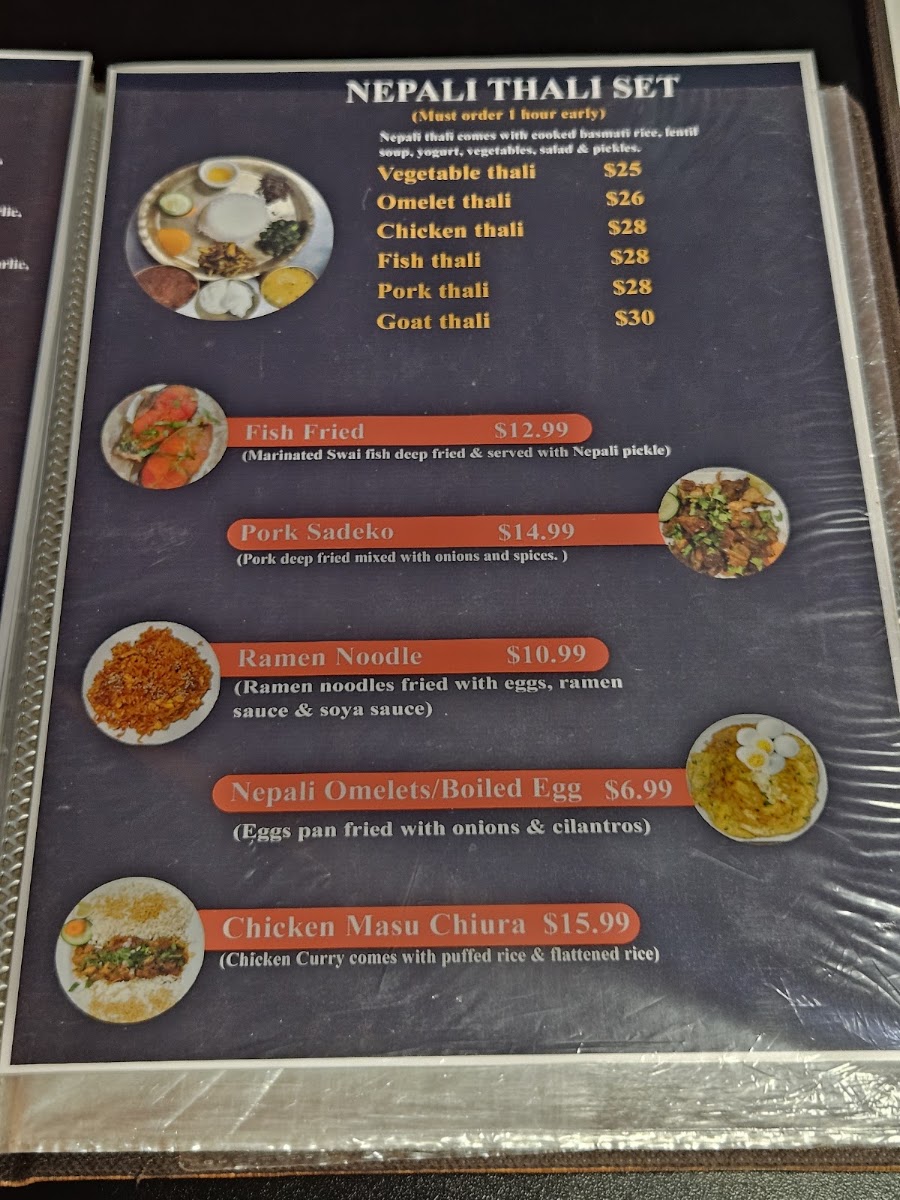 Nepali Restaurant INC [Omaha] menu board