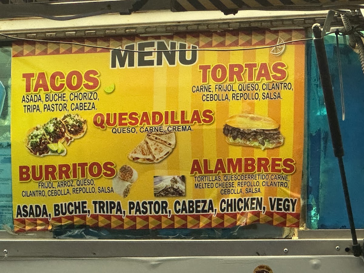 Ponce's Tacos menu board