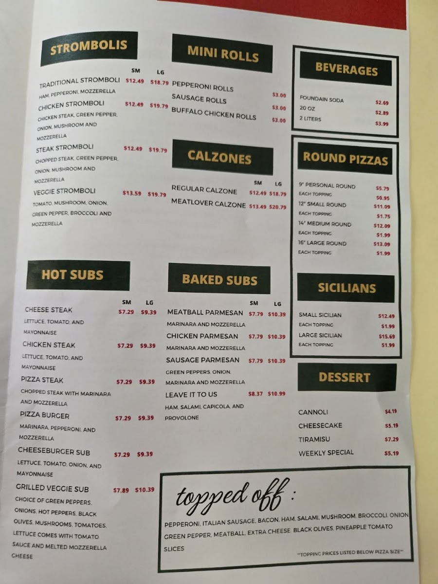 New York Pizza Express menu board