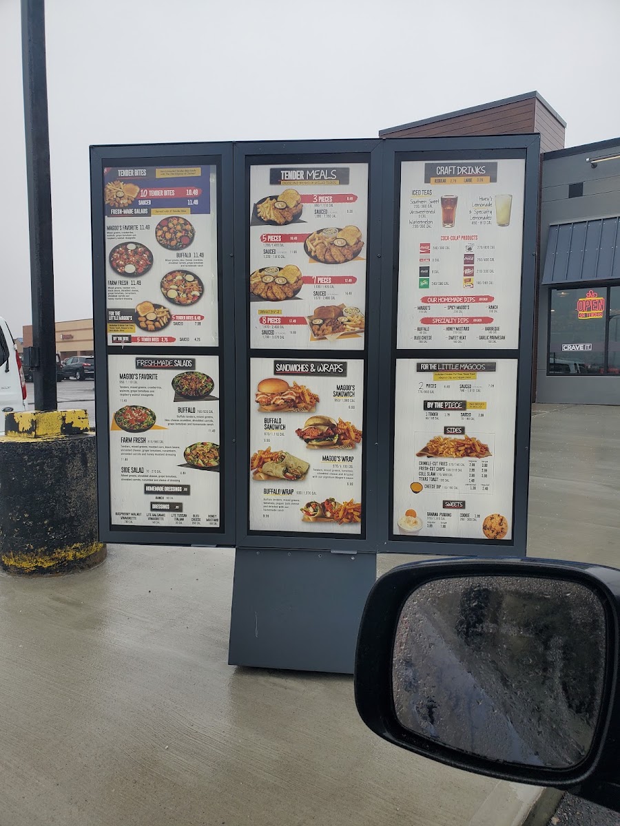 Huey Magoo's Chicken Tenders - Bellefontaine menu board