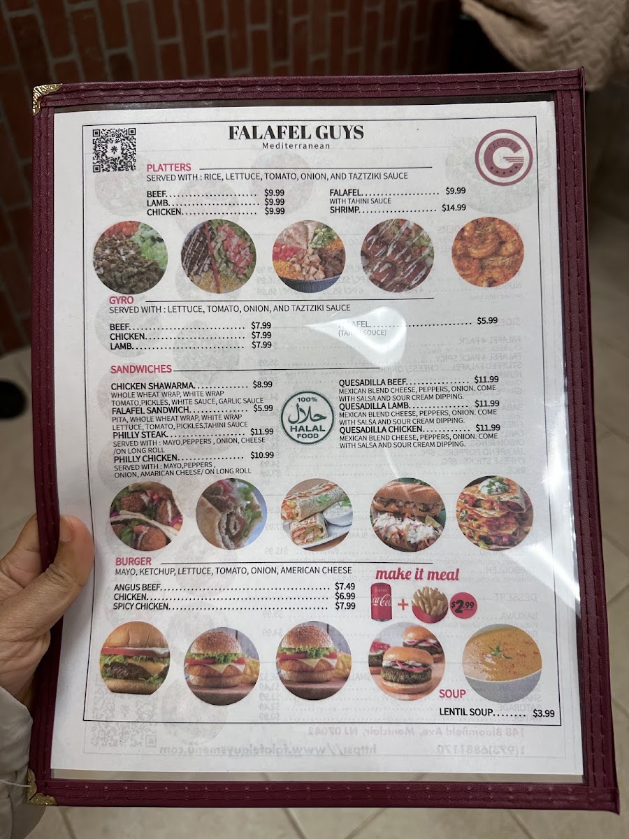 Falafel Guys Restaurant menu board