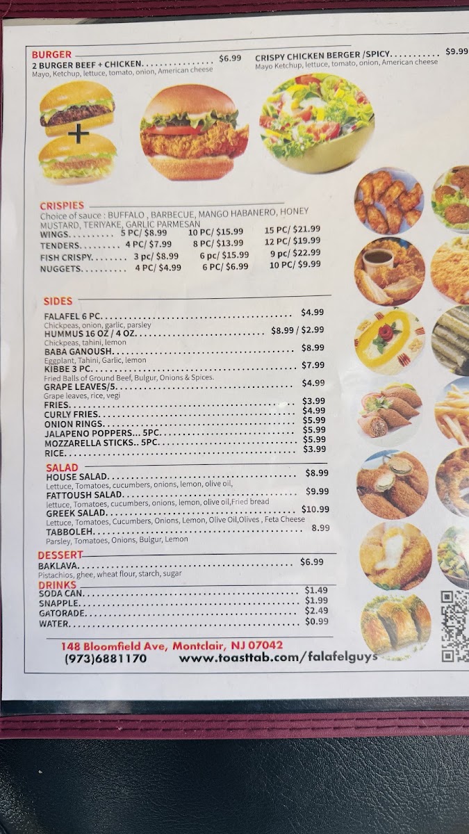 Falafel Guys Restaurant menu board