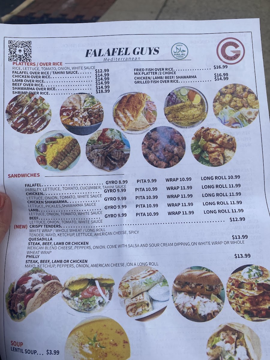 Falafel Guys Restaurant menu board