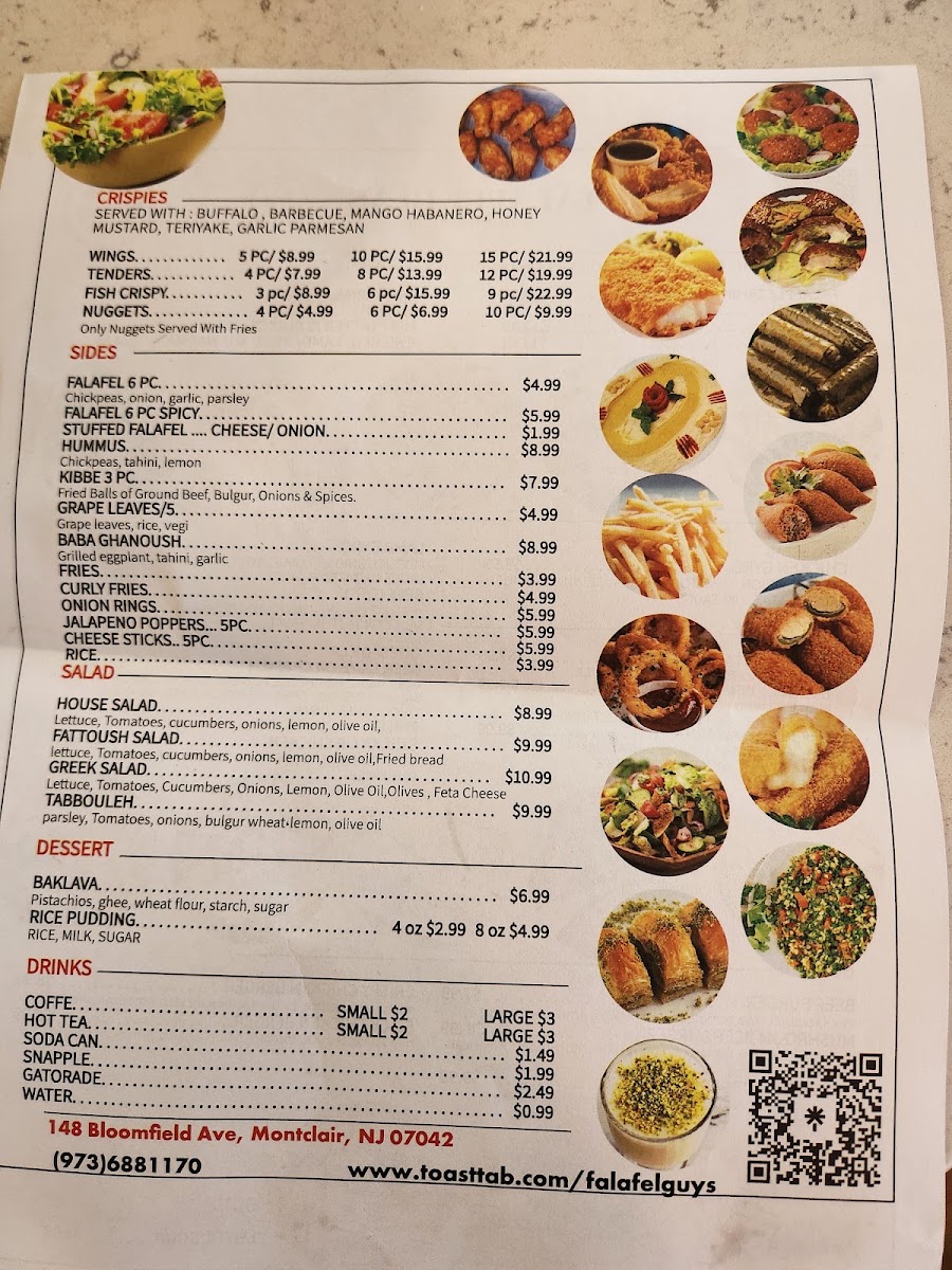 Falafel Guys Restaurant menu board