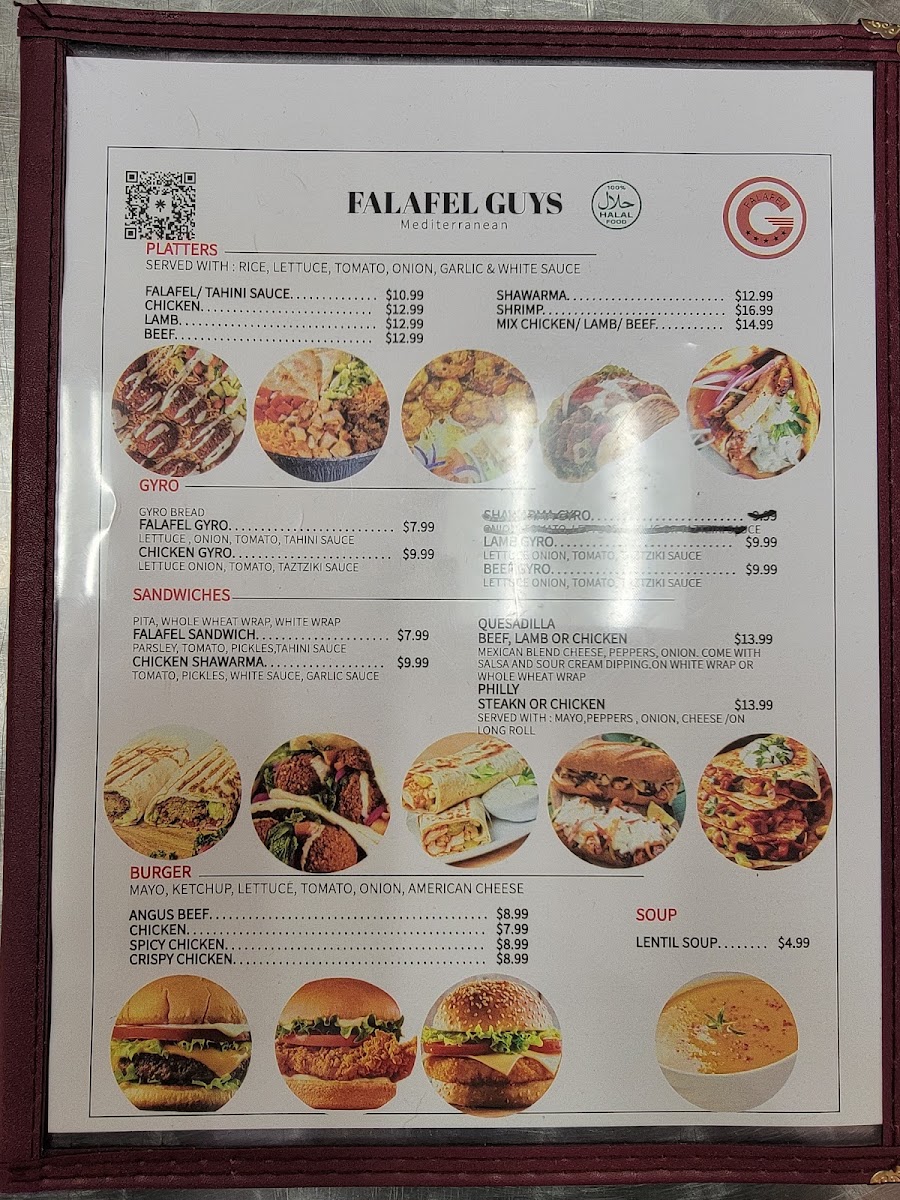Falafel Guys Restaurant menu board