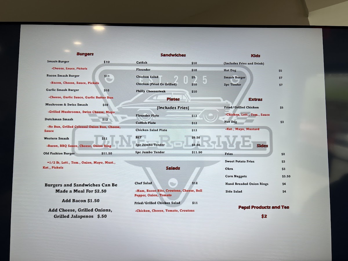 Dine-R-Drive menu board