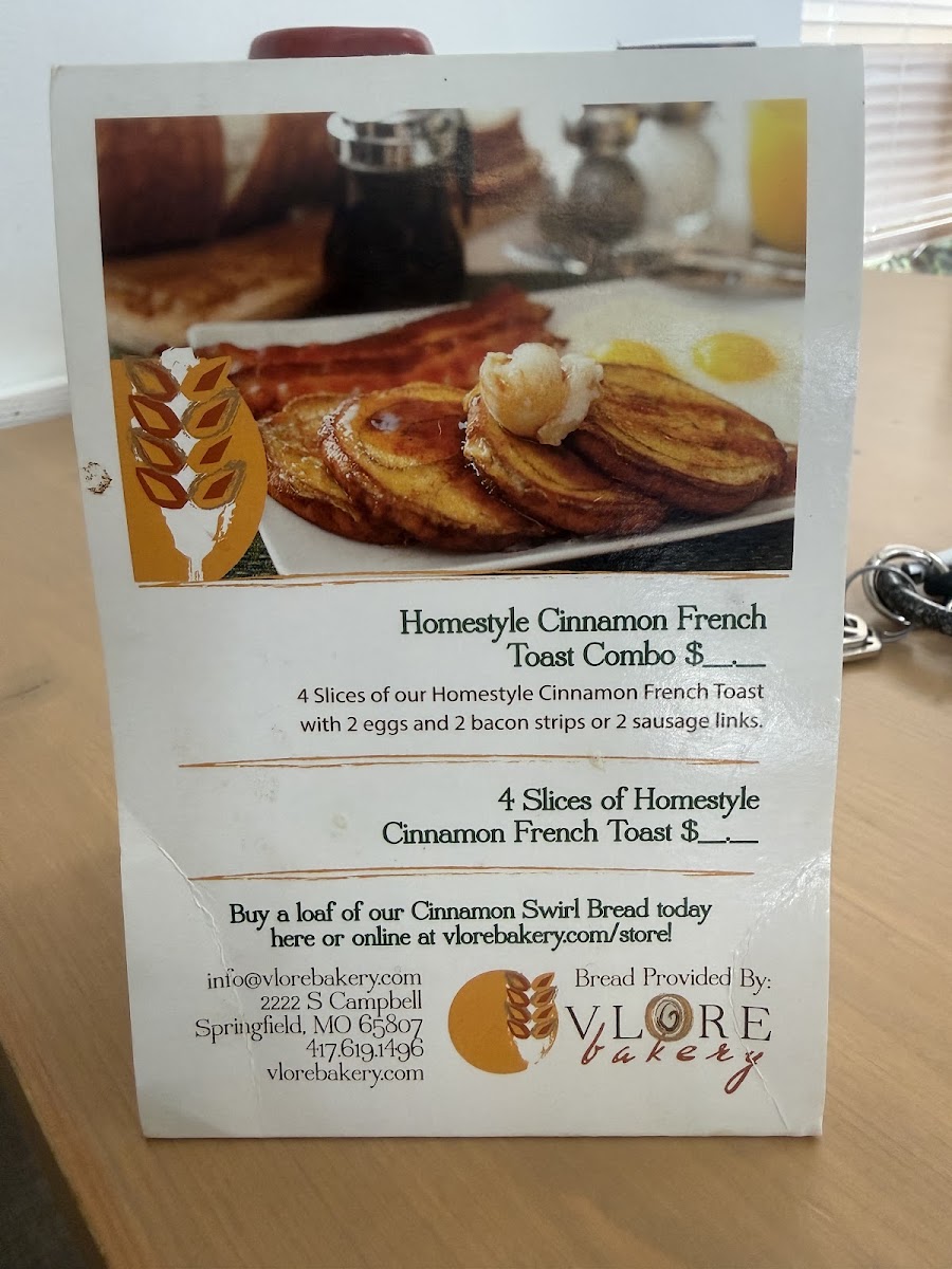 Early Start Breakfast & Lunch menu board