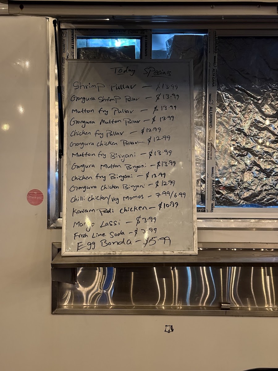 Mawa Bandi menu board