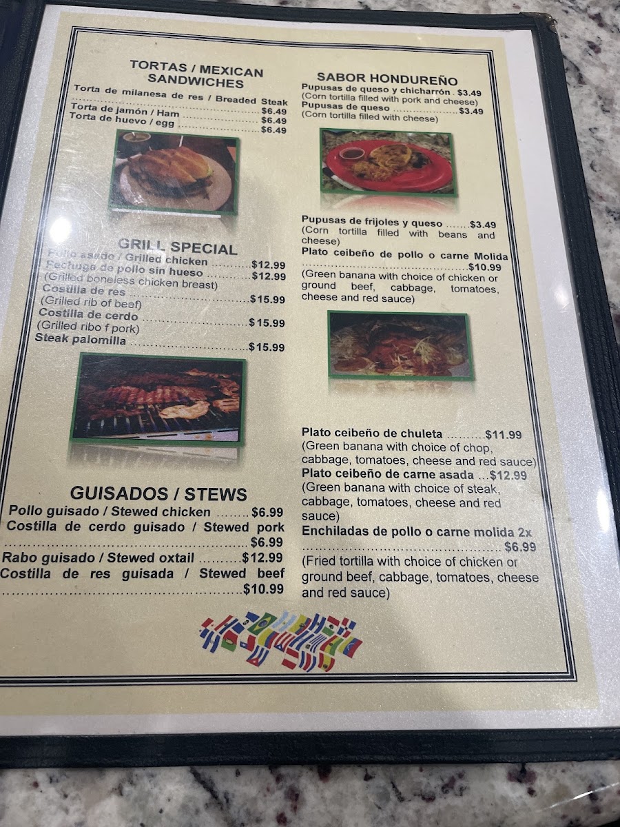 Restaurante Latinoamerica menu board