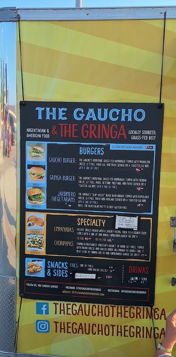The Gaucho & The Gringa menu board