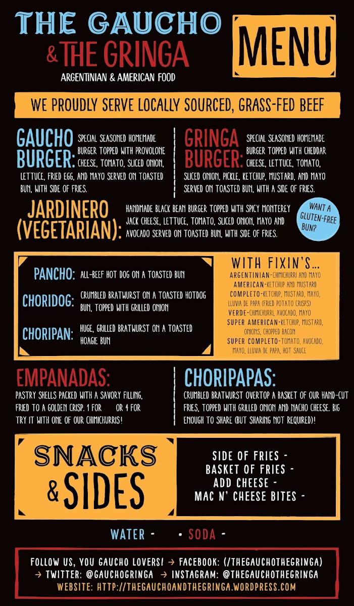 The Gaucho & The Gringa menu board