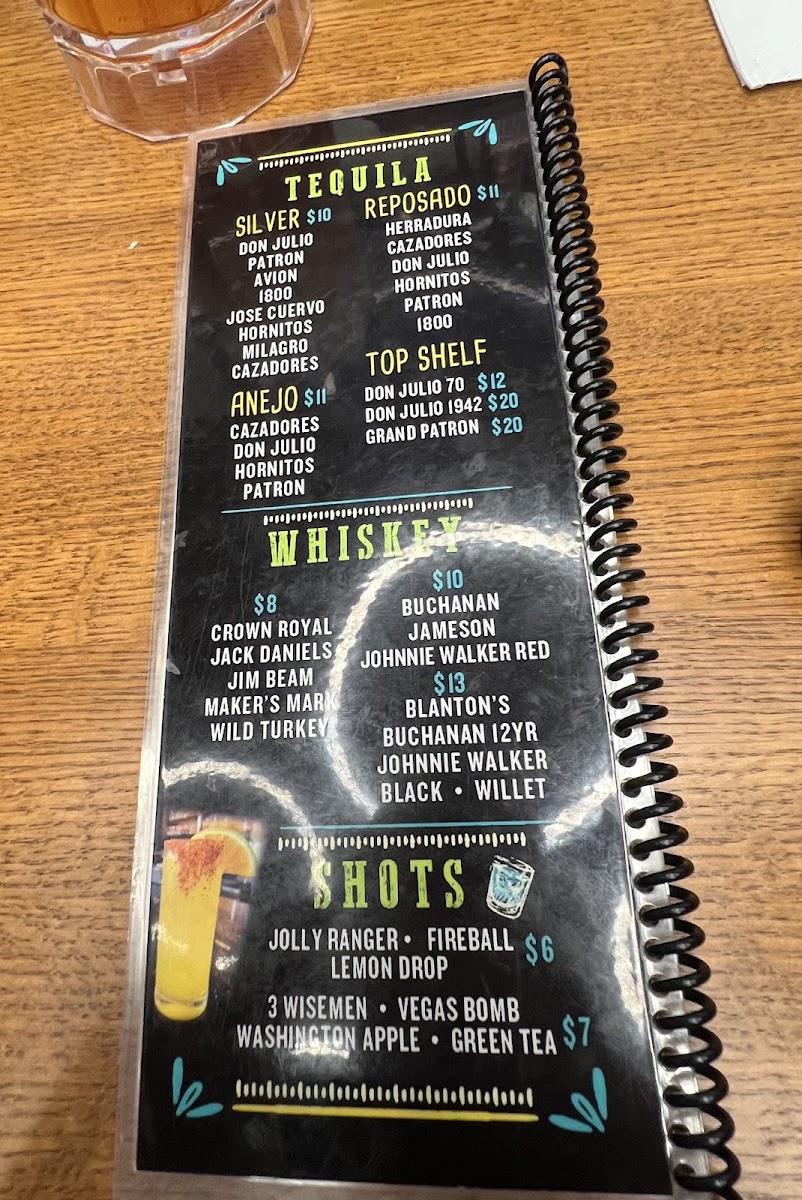 Costa Mexican Restaurant menu board