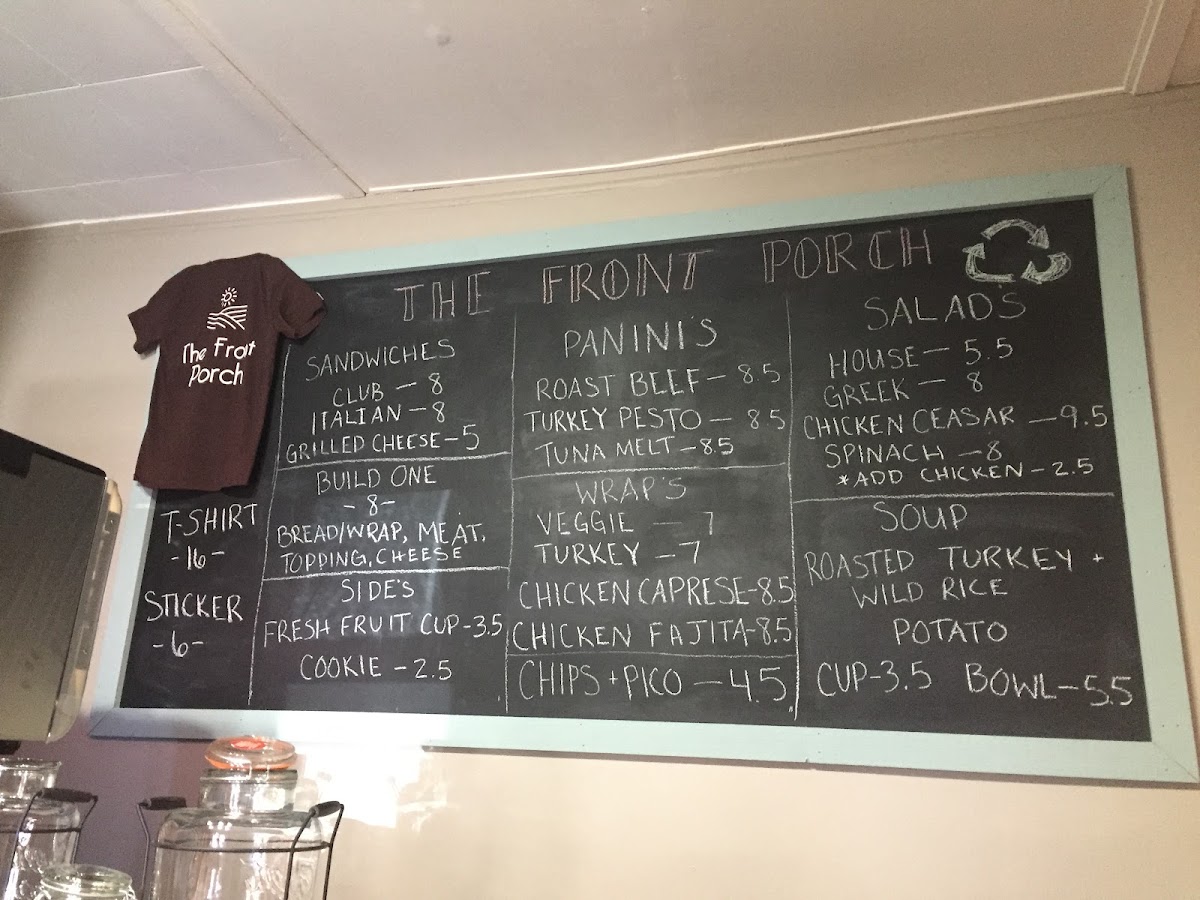 The Front Porch menu board