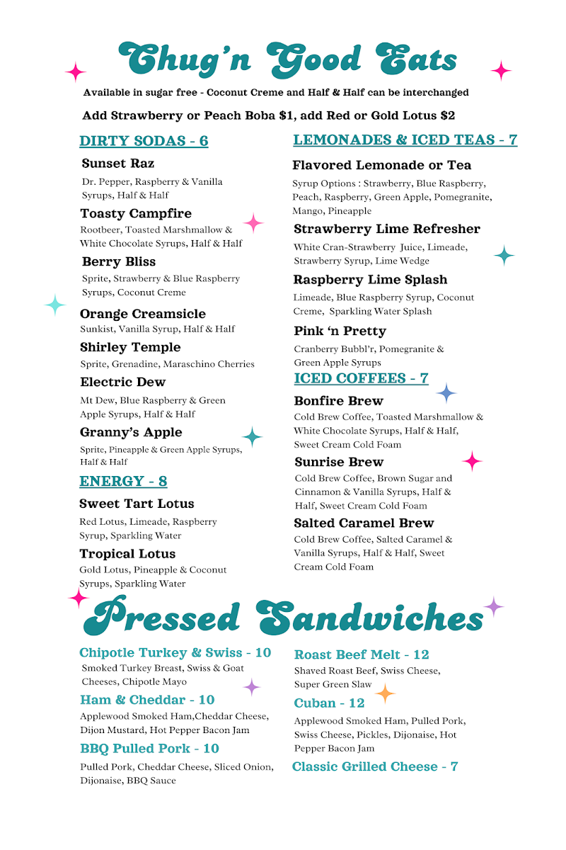 Dave’s Pizza menu board