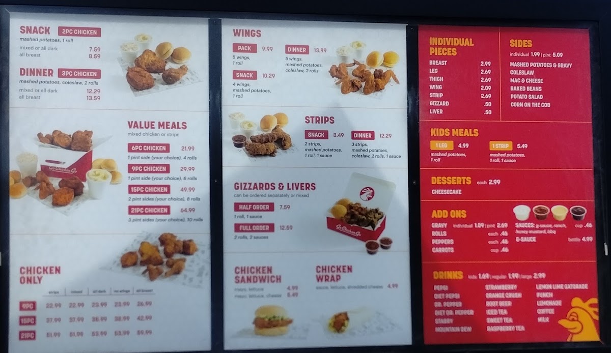 Go Chicken Go menu board