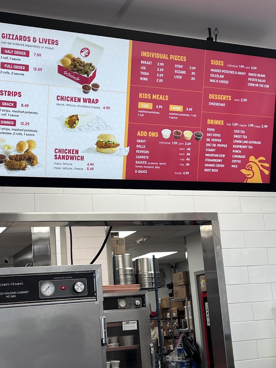Go Chicken Go menu board