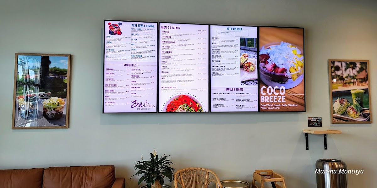 3Natives menu board