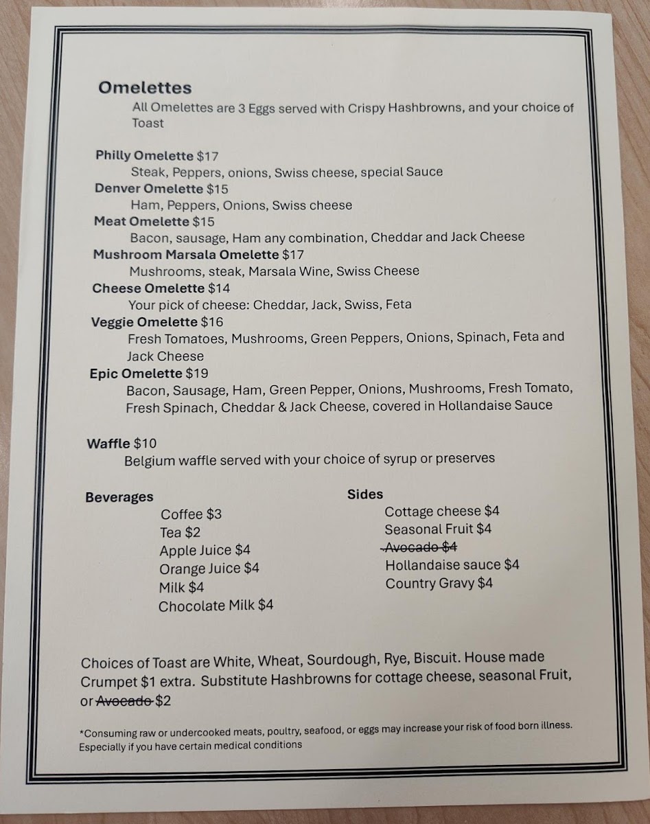 D'Oldham's Epic Cafe menu board
