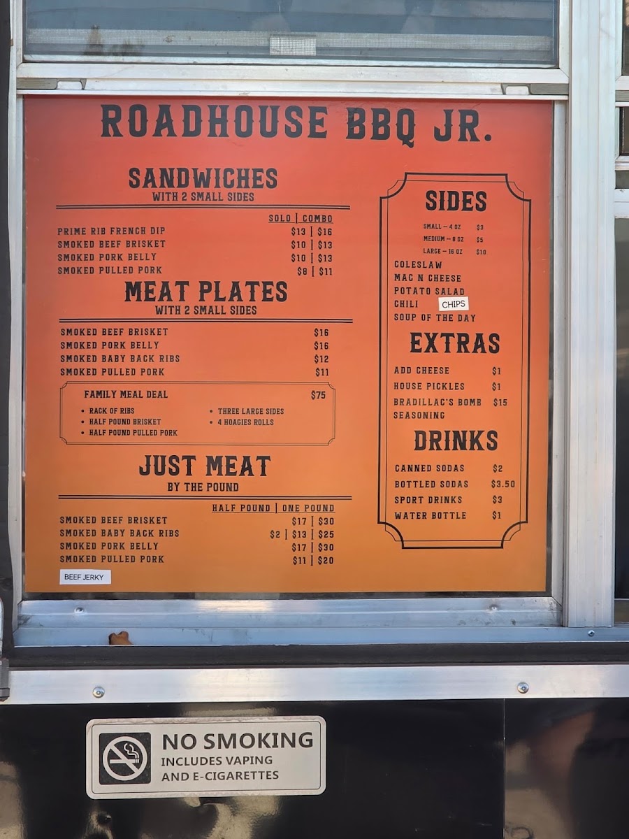 Roadhouse BBQ Jr menu board