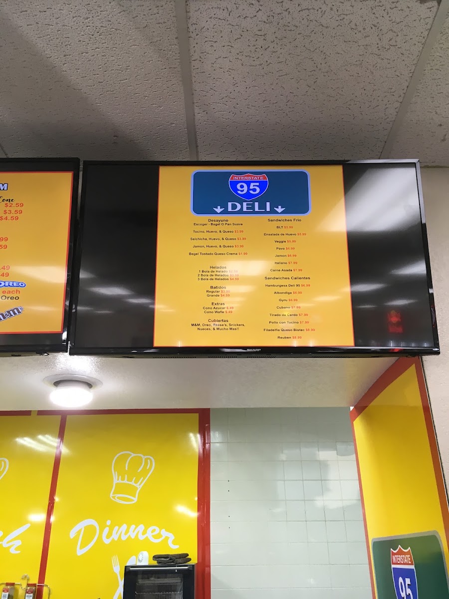 Interstate 95 Deli menu board