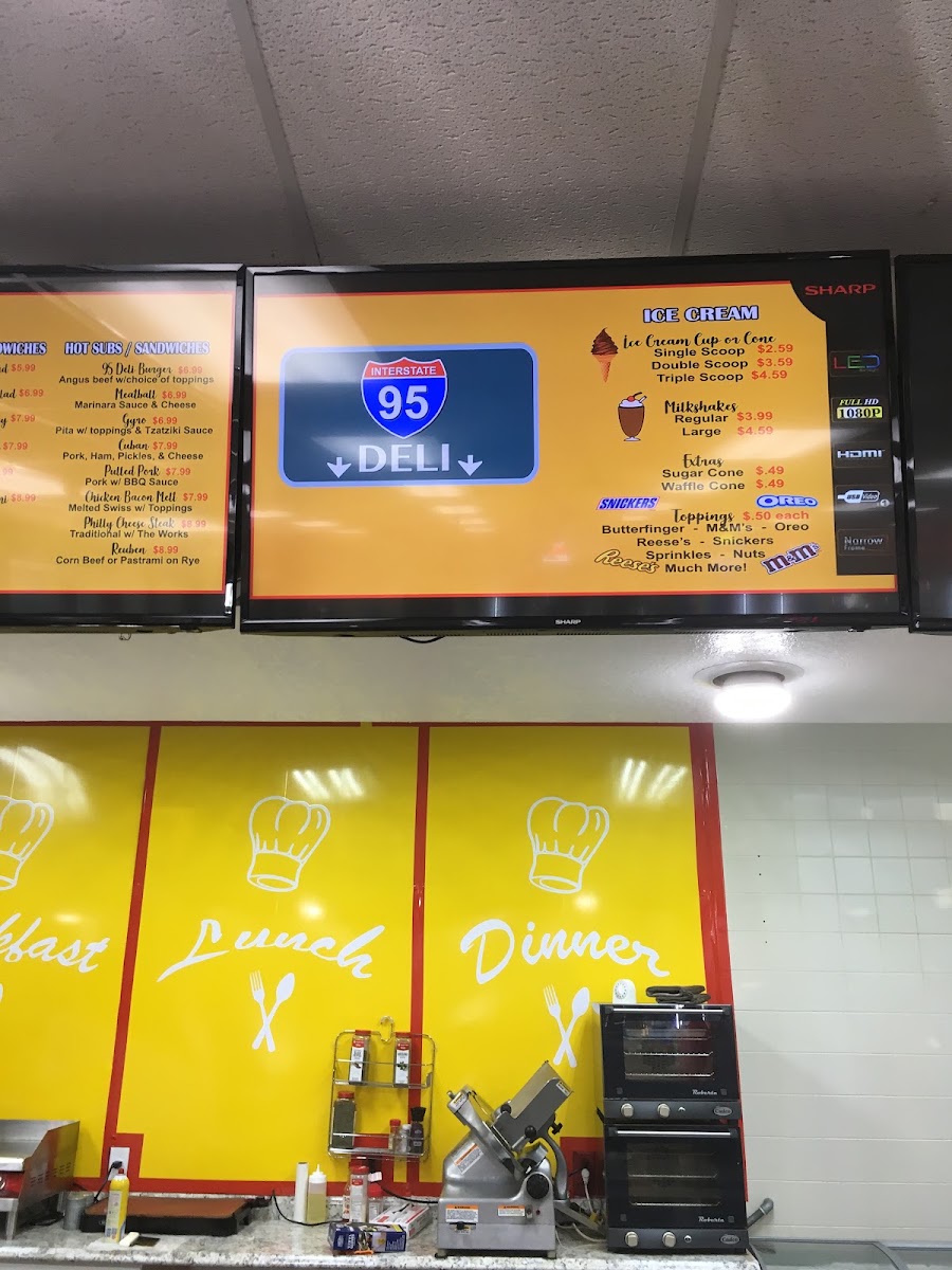 Interstate 95 Deli menu board