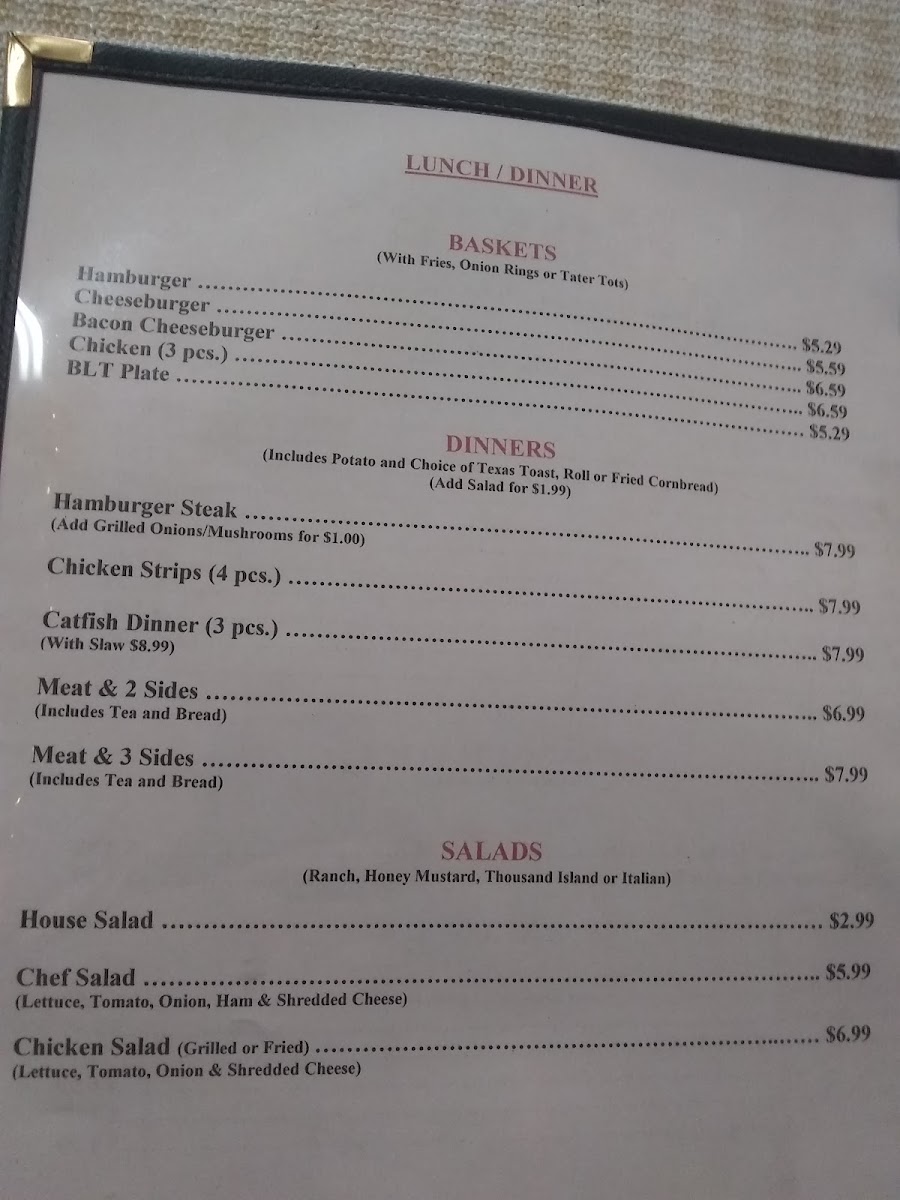 Roxie's Restaurant menu board