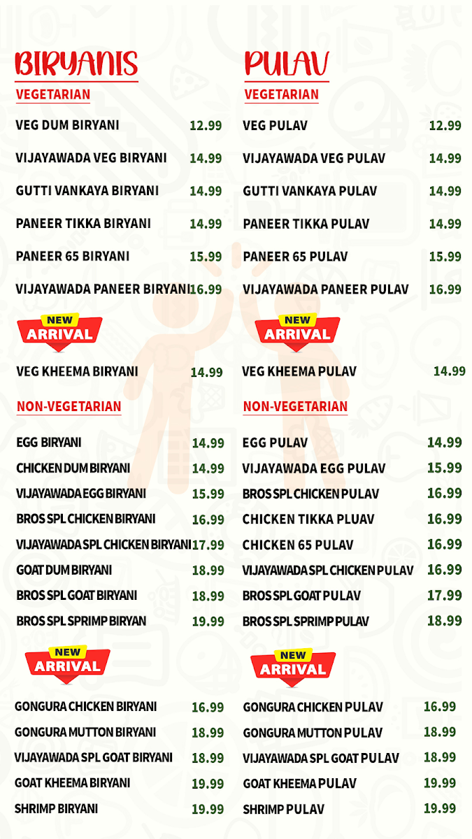 Hifi Bros - Curry, Biryani & More... menu board