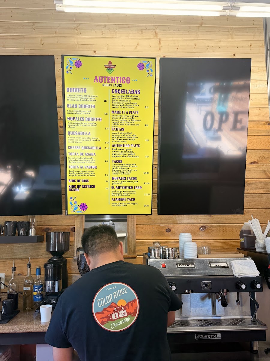 Autentico Street Tacos | Mexican menu board