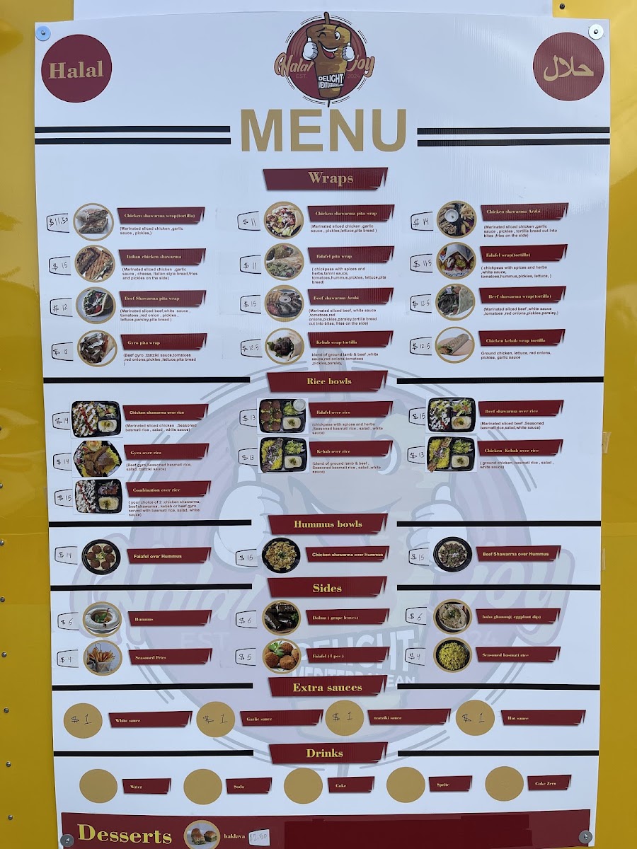Halal joy menu board
